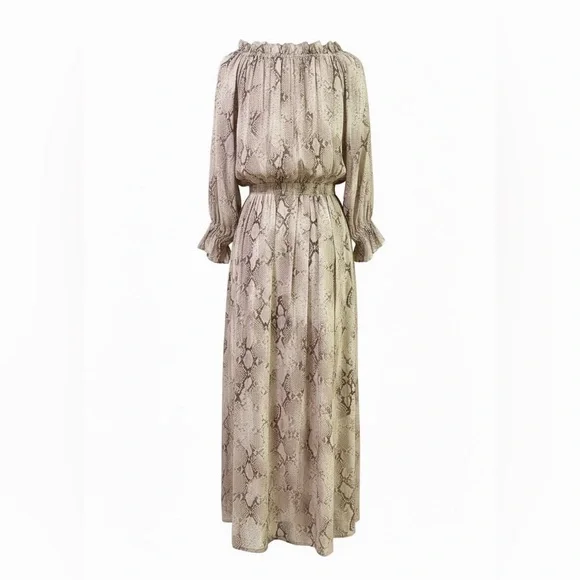 Elie Tahari Snake Print Maxi Dress NWT Smocked Waist Resort Sz 2 - Picture 6 of 11